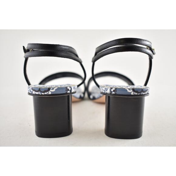 Dior Bandana Embroidered Black Blue Dway Heeled Sandal Strap Low Heel Pump 40 - Picture 12 of 13